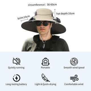Sakerplus Wide Brim Solar Fan Outdoor Fishing Hat