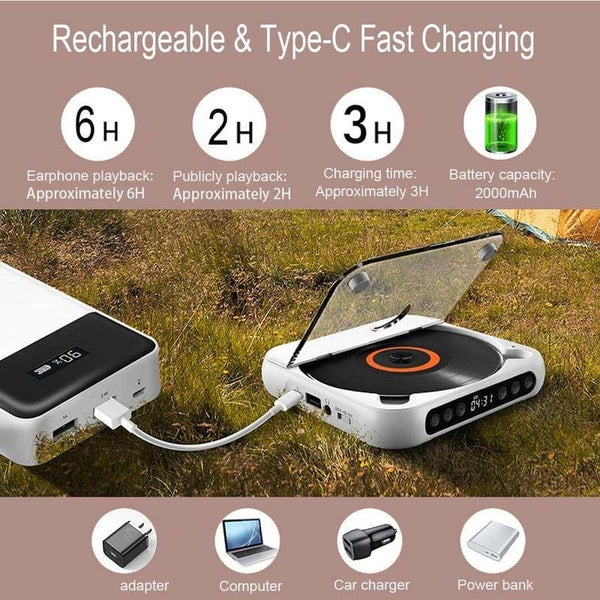 Sakerplus Portable Bluetooth CD Player