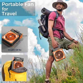 Sakerplus Solar-Powered Camping Fan with LED Lantern