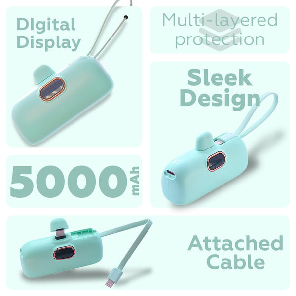 Sakerplus® Digital Display Capsule Power Bank