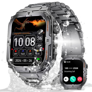Sakerplus Military Smartwatch for Men with LED Flashlight