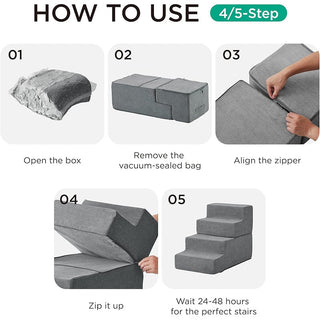 Sakerplus 4-Step Dog Stairs for Bed