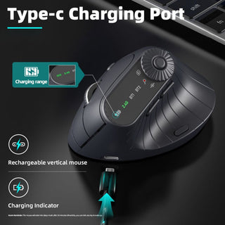 Sakerplus Ergonomic Triple-Connect Wireless Mouse