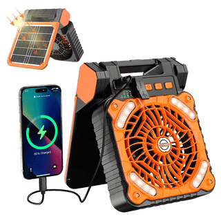 Sakerplus Solar-Powered Camping Fan with LED Lantern