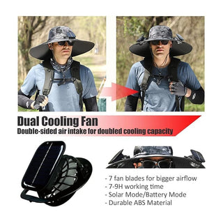 Sakerplus Wide Brim Solar Fan Outdoor Fishing Hat