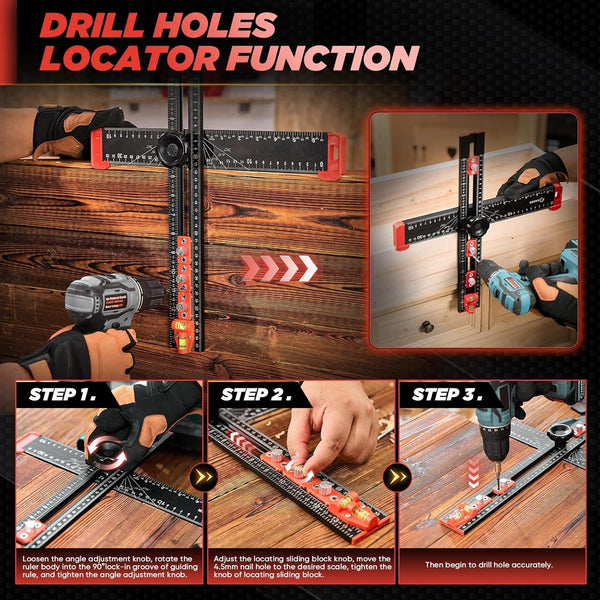 SAKER 4 in 1 Drilling Positioning Ruler
