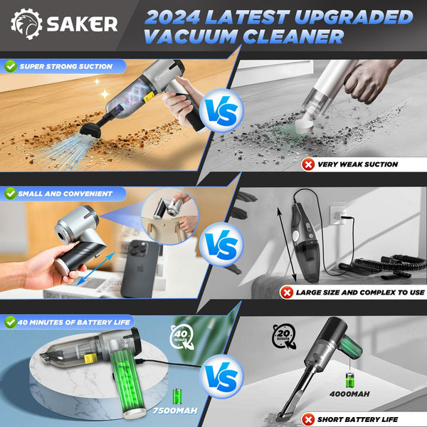 Sakerplus Portable Cordless Car Vacuum